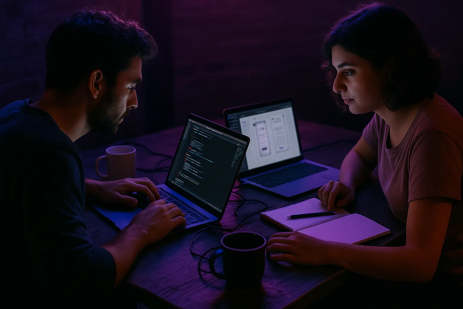 Two interfaces, one product: a human screen and an agent terminal side by side